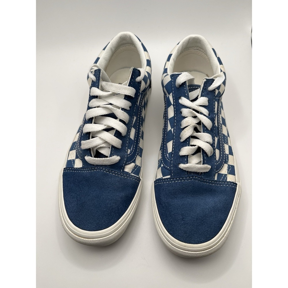 Vans Old Skool Blue Checkerboard Suede Canvas Skate Shoes Mens 5 Womens 6.5 - Picture 4 of 8